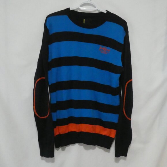 JACK AND JONES | large | Striped Crewneck Sweater With Elbow Patches | NWOT - Picture 1 of 15